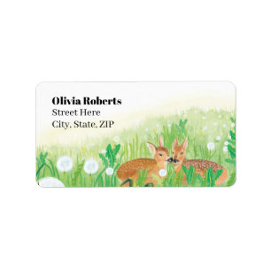 Baby Hjort - Returadressen Fawns Illustration Adressetikett