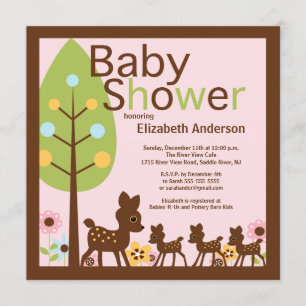 Baby Hjort Triplets Många Baby Shower-inbjudan Inbjudningar