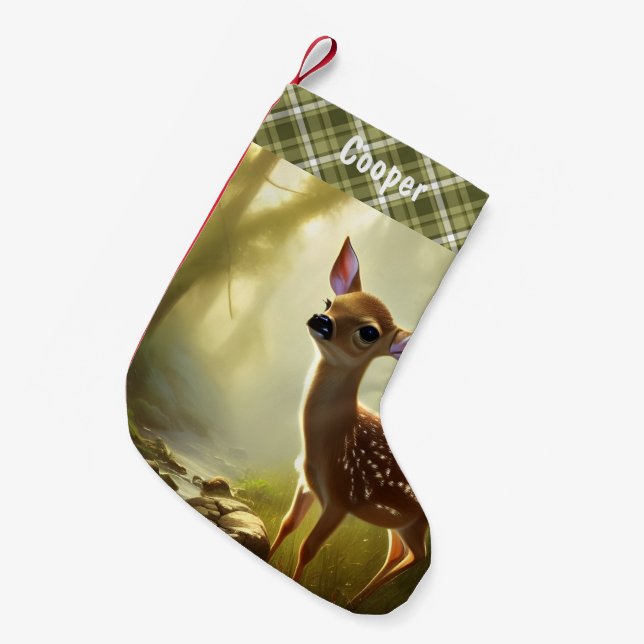 Baby Hjort Wildlife Porträtt Personlig Liten Julstrumpa (Framsidan (Hängande))