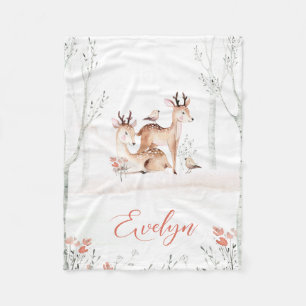 Baby Hjort Woodland Blanket   30 x 40 Ull Fleecefilt