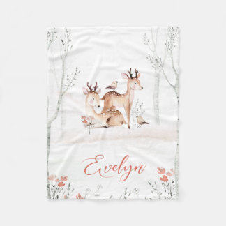 Baby Hjort Woodland Blanket | 30 x 40 Ull Fleecefilt