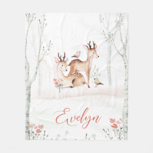 Baby Hjort Woodland Blanket 50 x 60 Ull Fleecefilt