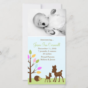 Baby Hjort Woodland Photo Tillkännagivande för föd Meddelande
