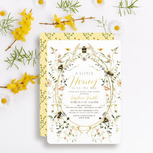 Baby Honung WildblommBee Baby Shower Inbjudningar