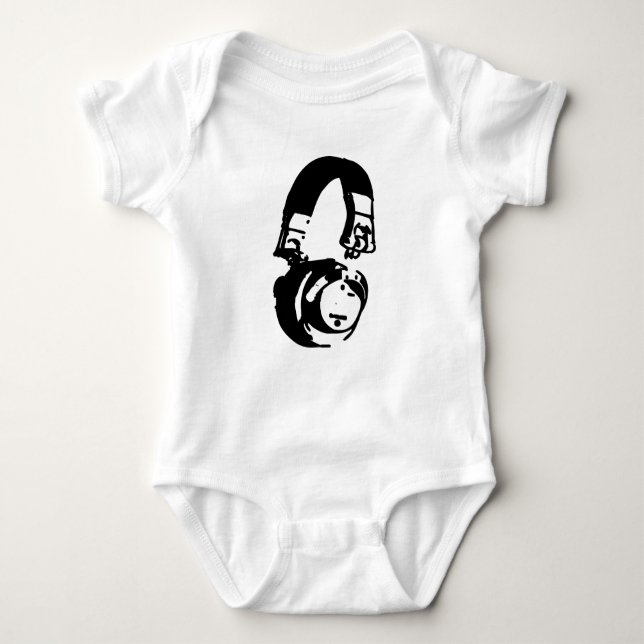 Baby hörlurar en peice DJ House Music edm Tee Shirt (Framsida)