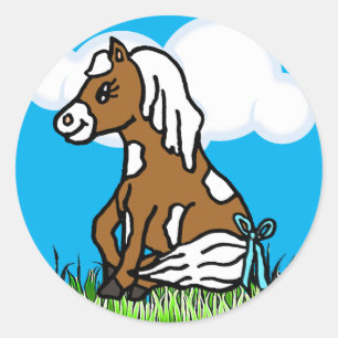 Baby Horse Brown Pony Stickers Runt Klistermärke