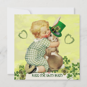 BABY HUGGING RABBIT IRISH ST. PATRICK'S DAY PARTY INBJUDNINGAR