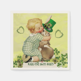 BABY HUGGING RABBIT IRISH ST. PATRICK'S DAY PARTY PAPPERSSERVETT
