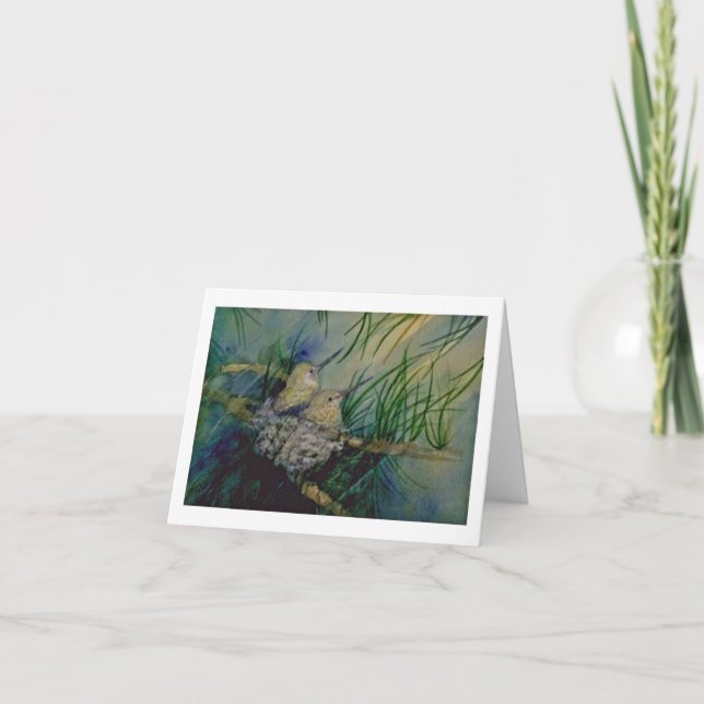 Baby Hummingbird i bo Anteckningskort (Framsida)