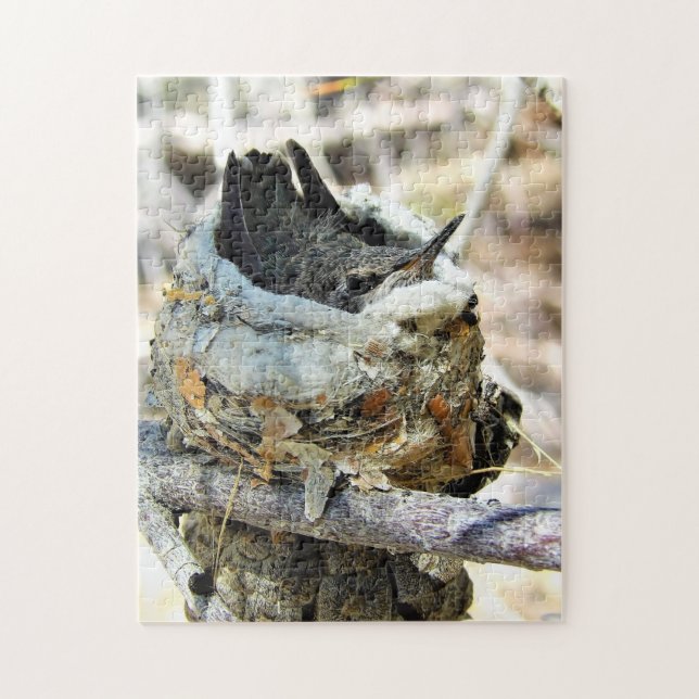 Baby Hummingbird i Nest Vår 2020 Jigszawa Puzzle Pussel (Vertikal)