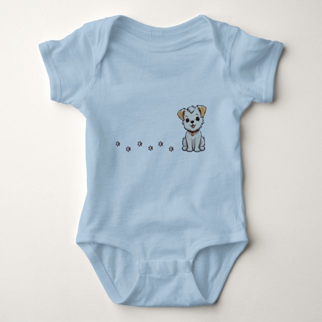 Baby hund med fotavtryck T-Shirt (Framsida)