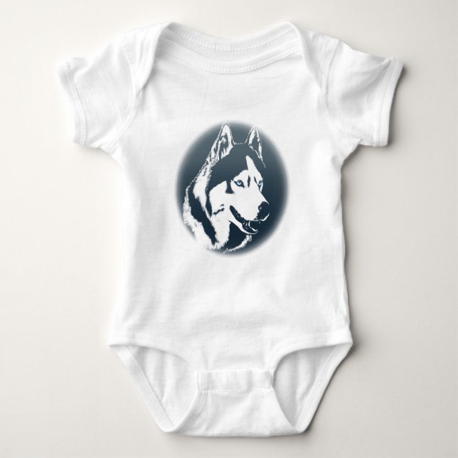 Baby Husky Bodydräkt Sled Hund Baby Husky Gift T Shirt (Framsida)