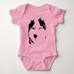 Baby Husky Creeper Småbarn Hund Tee Organic Shirts