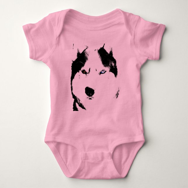 Baby Husky Creeper Småbarn Hund Tee Organic Shirts (Framsida)