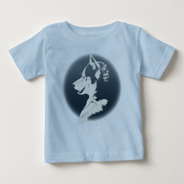 Baby Husky Romper Siberian husky Puppy Romper Tee Shirt (Framsida)