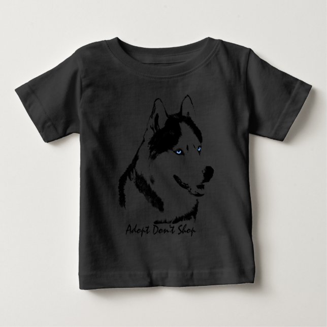 Baby Husky Shirt Sled Hund Baseball Jersey Baby Tee Shirt (Framsida)