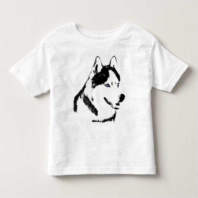 Baby Husky Shirt Sled Hund Småbarn Husky T-shirts (Framsida)