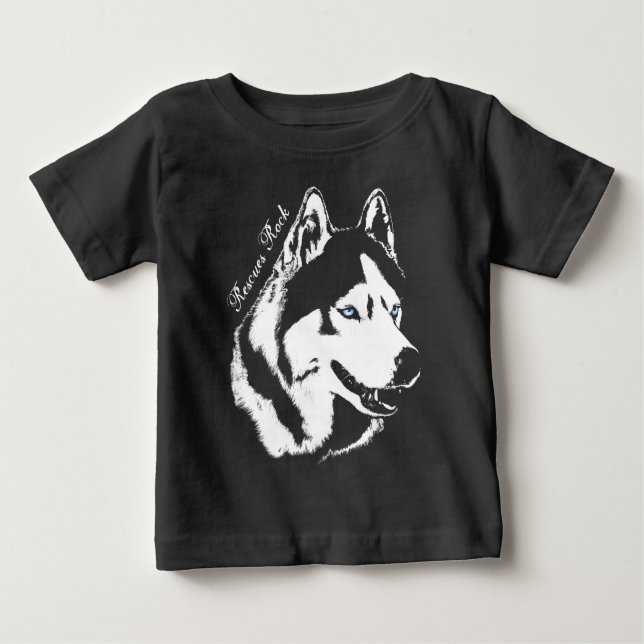 Baby Husky T-Shirt Sled Hund Puppy Shirt Customize (Framsida)