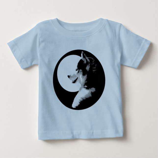 Baby Husky Tröja Slädhund Baby T-shirts (Framsida)