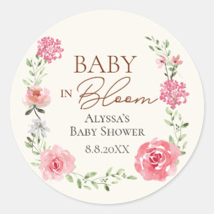Baby i Anpassningsbarna BLOMFRI MITT-BLÅDARE Runt Klistermärke