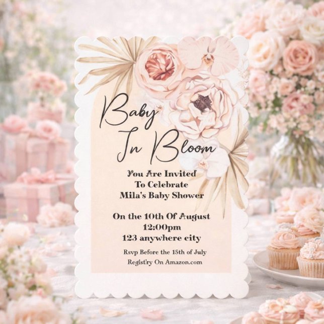 Baby i babyskor för blommor inbjudningar (Skapare uppladdad)