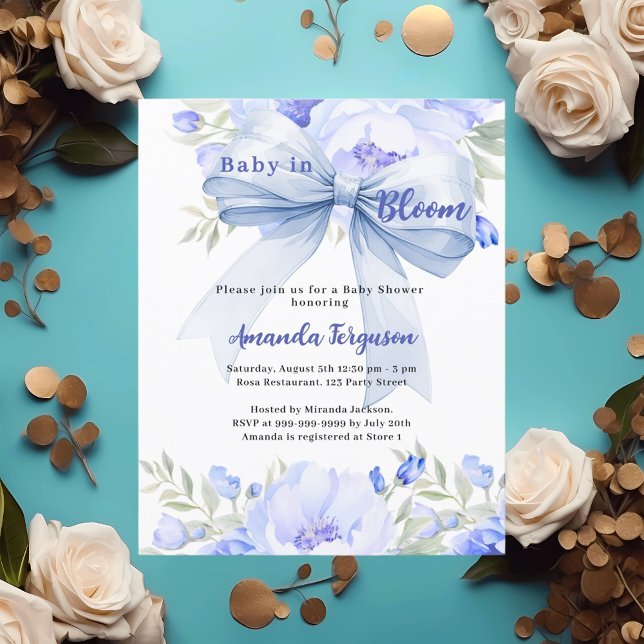 Baby i blåblått bog Baby Shower-inbjudan (Skapare uppladdad)