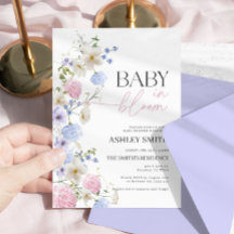 Baby i blobinbjudan | Pastel Blommigt Inbjudan