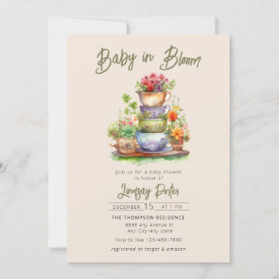 Baby i blom Akvarell Baby Shower Inbjudan