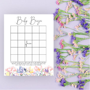 Baby i blom Baby shower bingo spel