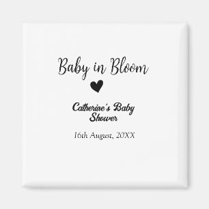 Baby i blom baby shower enkel svart hjärta datum magnet
