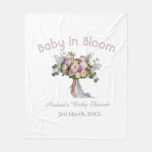 baby i blom blomsterbukett baby shower retro rosa fleecefilt