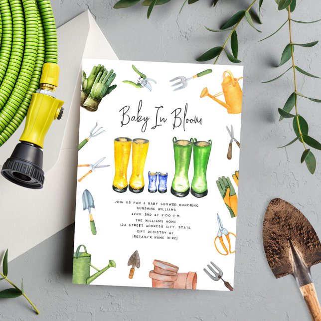 Baby i Blom Blue Rain Boots  Inbjudningar (Skapare uppladdad)