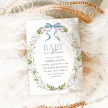 Baby i Blom Blue Vår Blommigt Bow Baby Shower