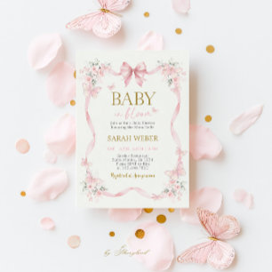 Baby i blom Butterfly Wildflower Baby Shower Inbjudningar