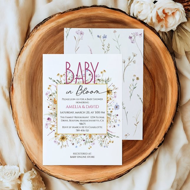 Baby i blom Chic Blommig Bebis Shower Inbjudningar (Skapare uppladdad)