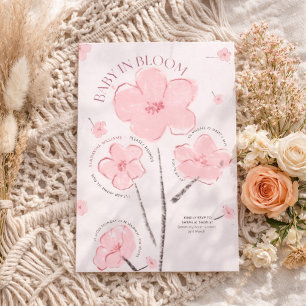 Baby i blom Cute Rosa Blommig Babyfirande Inbjudningar