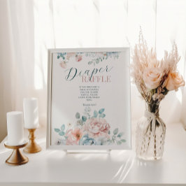 Baby i Blom Diaper raffle Dusty Blue Baby Shower Poster