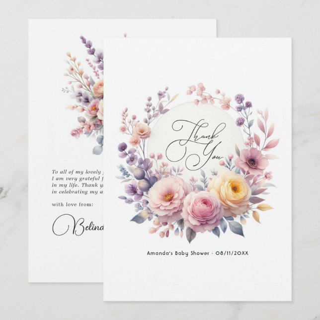 Baby i blom Elegant blomster Tack Kort (Fram/baksida)