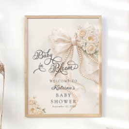 Baby i blom Elegant rosett Baby Shower Välkomstsky Poster
