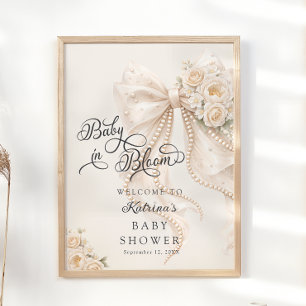 Baby i blom Elegant rosett Baby Shower Välkomstsky Poster