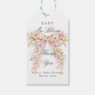 Baby i blom Floral Bow Tjej Bebis Shower Presentetikett