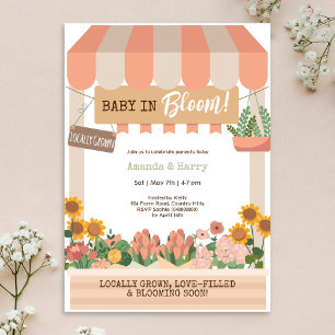 Baby i Blom Flower Market Girl Baby Shower Inbjudningar