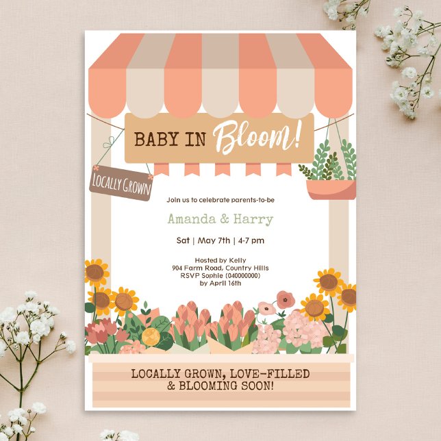 Baby i Blom Flower Market Girl Baby Shower Inbjudningar (Skapare uppladdad)