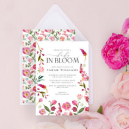 Baby i Blom Girl Rosa Watercolor Blommigt Shower Inbjudningar