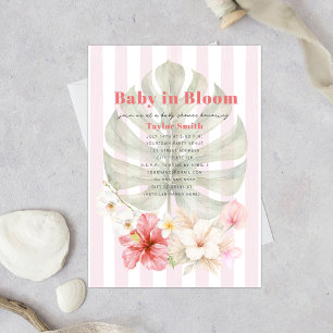 Baby i blom Hibiskus Palmrand Babykalas Inbjudningar