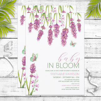 Baby i blom Pink Vildblomma Barnkalas Inbjudningar