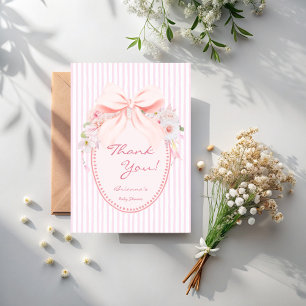 Baby i blom retro preppy båge baby shower tack kort