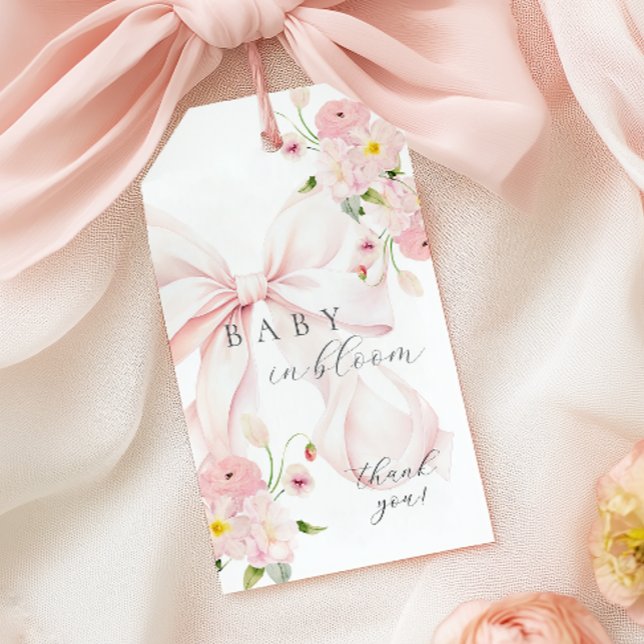 Baby i blom rosa band presentetikett (Skapare uppladdad)