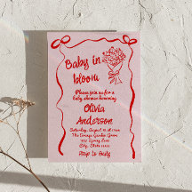Baby i Blom Rosa Red Drawn Flower Bouquet Shower