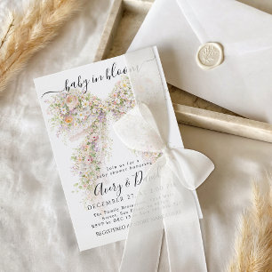 Baby i blom vild blomster våren Bow Baby Shower Inbjudningar